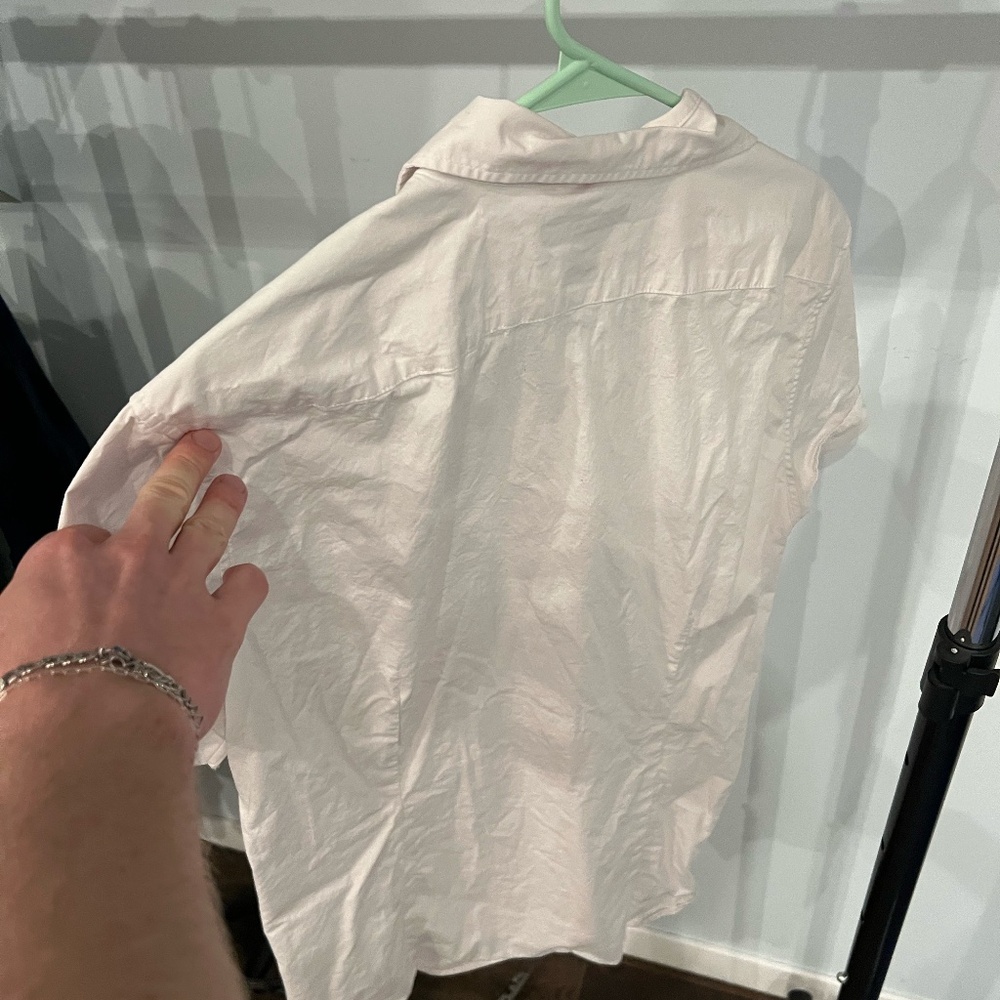 Michael Kors White Button Up Shirt (short sleeve, Size L)